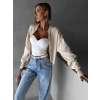 Krémová crop krátká mikina ELLEMAE na zip