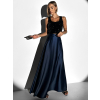 Tmavě modrá dlouhá saténová sukně DENISSE zavinovací