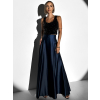 Tmavě modrá dlouhá saténová sukně DENISSE zavinovací