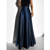 Tmavě modrá dlouhá saténová sukně DENISSE zavinovací