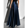 Tmavě modrá dlouhá saténová sukně DENISSE zavinovací