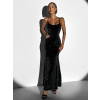 Černé dlouhé flitrované šaty  STYX na ramínka