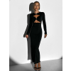 Černé elegantní elastické šaty JIREN s průstřihy