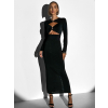 Černé elegantní elastické šaty JIREN s průstřihy