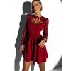 Vínové áčkové šaty KIMANI s krajkovými rukávy