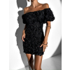 Černé květinové mini šaty GOALIT s krátkým rukávem