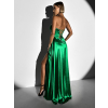 Zelené saténové dlouhé šaty GYBRAL s korzetem