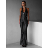 Černý stylový koženkový overal MONAO