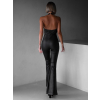 Černý stylový koženkový overal MONAO