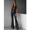 Černý stylový koženkový overal MONAO