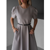Béžovošedé pouzdrové áčkové šaty AUGUSY s páskem