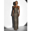 Leopardí elegantní dlouhé šaty ALJOSA na ramínka