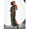 Leopardí elegantní dlouhé šaty ALJOSA na ramínka