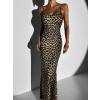 Leopardí elegantní dlouhé šaty ALJOSA na ramínka