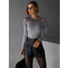 Šedé elegantní triko EVELYNE s dlouhým rukávem