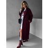 Vínový dlouhý flaušový elegantní kabát MARKKU