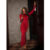 Bordó elegantní dlouhé společenské šaty VARA