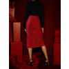 Červená flitrová midi sukně KONSTA s rozparkem