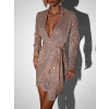 Zlaté zavinovací flitrované šaty KORORA s dlouhým rukávem