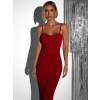 Červené elegantní dlouhé šaty KORODO na ramínka