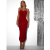 Červené elegantní dlouhé šaty KORODO na ramínka