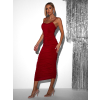Červené elegantní dlouhé šaty KORODO na ramínka