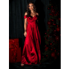 Červené saténové dlouhé společenské šaty DIJATA