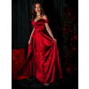 Červené saténové dlouhé společenské šaty DIJATA