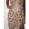 Krémové třpytivé luxusní večerní šaty BALASY