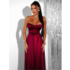 Bordó saténové dlouhé šaty GYBRAL s korzetem