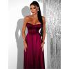 Bordó saténové dlouhé šaty GYBRAL s korzetem
