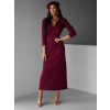 Vínové dlouhé žerzejové šaty ARTUDO s límečkem