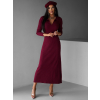 Vínové dlouhé žerzejové šaty ARTUDO s límečkem