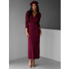 Vínové dlouhé žerzejové šaty ARTUDO s límečkem