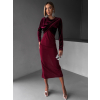 Bordó elegantní sametové dlouhé šaty NATASJA