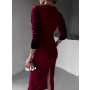 Bordó elegantní sametové dlouhé šaty NATASJA
