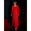 Červená dlouhé zavinovací vánoční šaty JOELLIAN s výstřihem