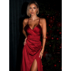 Červené dlouhé saténové šaty ARANKA