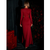 Bordó společenské dlouhé šaty GIOELE s broží
