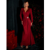 Bordó společenské dlouhé šaty GIOELE s broží