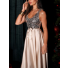 Zlaté dlouhé flitrované saténové šaty SAANA