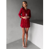 Červené flitrované krátké šaty LESEK s mašlí
