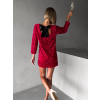 Červené flitrované krátké šaty LESEK s mašlí