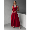 Červené vypasované sametové dlouhé šaty GAZMA