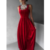 Červené vypasované sametové dlouhé šaty GAZMA