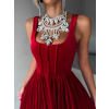 Červené vypasované sametové dlouhé šaty GAZMA