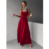 Červené vypasované sametové dlouhé šaty GAZMA