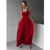Červené vypasované sametové dlouhé šaty GAZMA