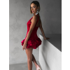 Červené sametové krátké šaty FRANCHO s balónovou sukní