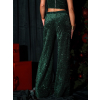 Smaragdové široké třpytivé kalhoty ONNILO s flitry
